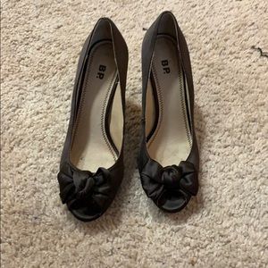 Brown satin heels